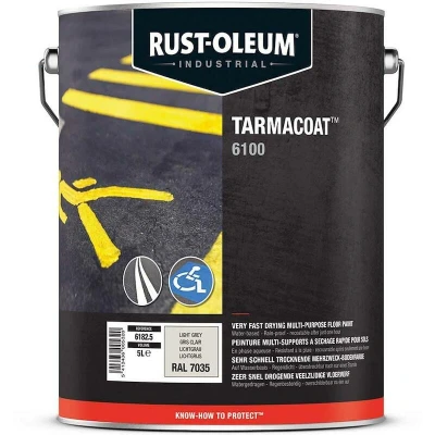 Afbeelding van rust oleum tarmacoat sneldrogende vloerverf ral 7035 lichtgrijs 5 ltr
