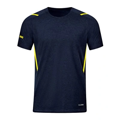 Afbeelding van T shirt Challenge Marine gemeleerd/fluogeel / 140
