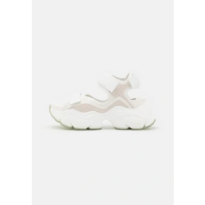 Afbeelding van Buffalo Vegan Binary Sandalen met plateauzool, Dames, Maat: 39, White Imitatieleer/ textiel