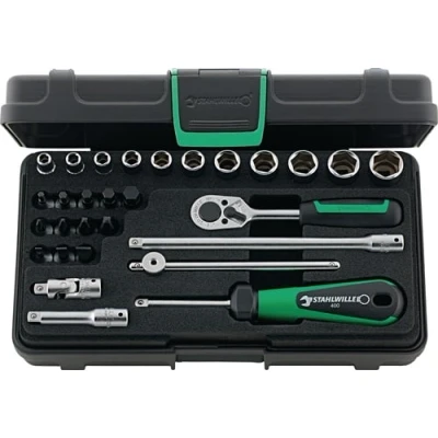 Afbeelding van Stahlwille Dopsleutelset 29 delig 1/4 inch sleutelwijdtes 5 14 mm aantal tanden 22 6 Kant 1 stuk 96011136
