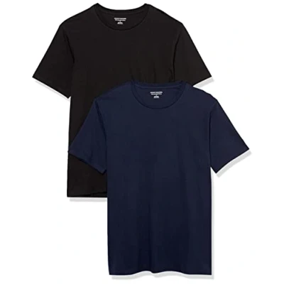 Afbeelding van Amazon Essentials Heren Slim Fit T shirt met korte mouwen en ronde hals, 2 stuks, zwart/marineblauw, S