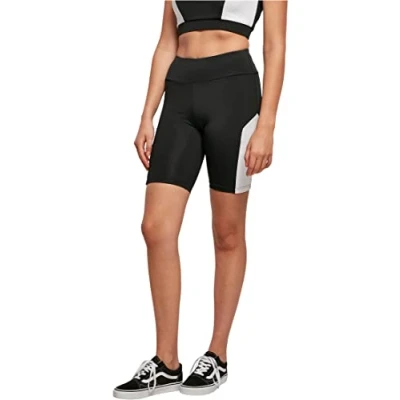 Afbeelding van Urban Classics Dames Color Block Cycle Yoga Shorts, zwart/wit, 5XL
