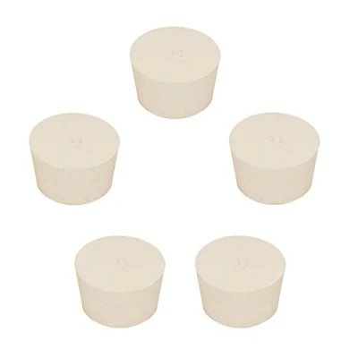 Afbeelding van stonylab Massieve Rubberen Dtoppers, (5 stuks) 11# Witte Taps Toelopende Afdichtingen Voor Laboratoriumafdichtingen