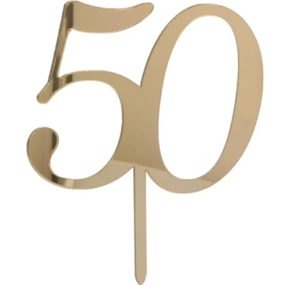 Afbeelding van cake topper 50 goud