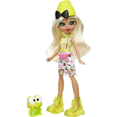 Afbeelding van Sanrio Keroppi Figuur en Dashleen Pop (ca. 25,4 cm) met Kleding Accessoires, Lang groen haar Trendy Outfit, Mooi cadeau voor kinderen vanaf 3 jaar