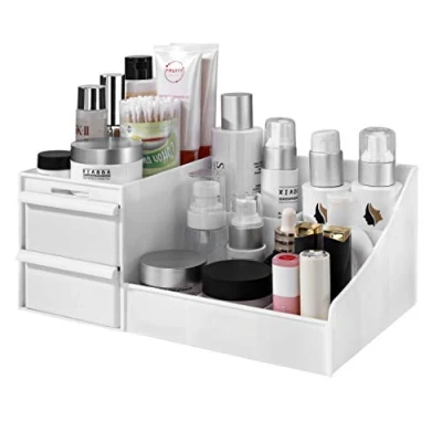 Afbeelding van make uporganizer met laden, bureau, lade, type cosmetica, opbergdoos voor sieraden, accessoires, vitrine boven werkblad, badkamer, uptafels, wit