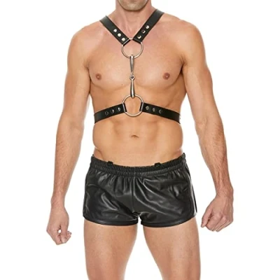 Afbeelding van Shots Ouch! Leren Heren harnas met Metalen Bit black One Size