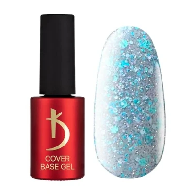 Afbeelding van K odi Professional Base Coat Cover Gel transparant, 7 ml, Crystal Drops Reflective Flakes 11, uv nagellak, gelnagels, onderlak met reflecterende vlokken
