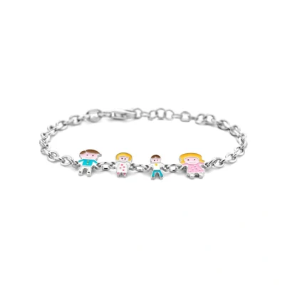 Afbeelding van zilver gerhodineerd armband vader, moeder, zoon en dochter 1336524 15 cm