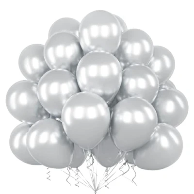 Afbeelding van Teselife ballonnen, metallic zilver, 50 stuks, 30 cm, glanzende chroom zilveren slinger, voor mannen en vrouwen, verjaardag, bruiloft, jubileum, Valentijnsdag, afstudeerfeest, verloving,