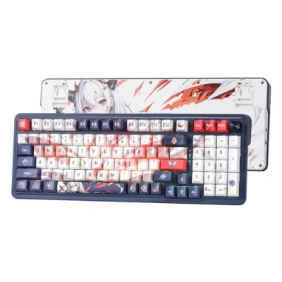 Afbeelding van Redragon K686 PRO RGB gamingtoetsenbord met 98 toetsen, draadloze afdichting, mechanisch anime toetsenbord 3 modi, hot swap aansluiting, speciale draaiknopbesturing en geluidsabsorberende pads