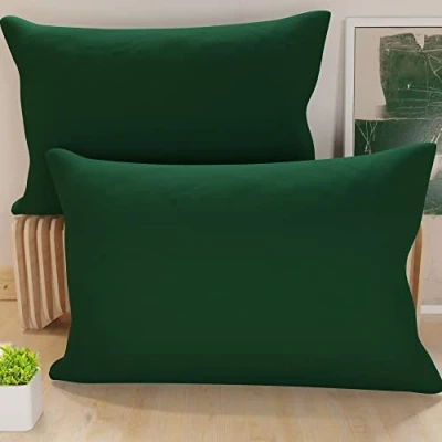 Afbeelding van PETTI Artigiani Italiani Set van 2 kussenslopen, 70 x 40 cm, effen, smaragdgroen, kussensloop 100% microvezel, hypoallergeen, gemaakt in Italië