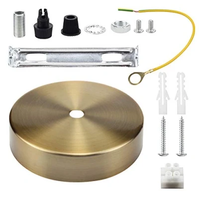 Afbeelding van Plafond Rose Hanger Kabel Grip Flex Klem Plaat voor Licht Montage 100mm Kies Hanglamp Multi Kleur Volledige Set (Frans Golden)