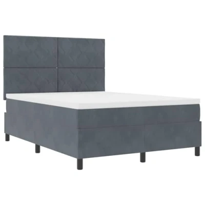 Afbeelding van vidaXL Boxspring Bed met Matras &amp; LED Donkergrijs 140x190 cm Fluweel