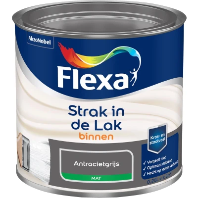 Afbeelding van Flexa Strak in de Lak Binnenlak Mat Antracietgrijs 250 Milliliter