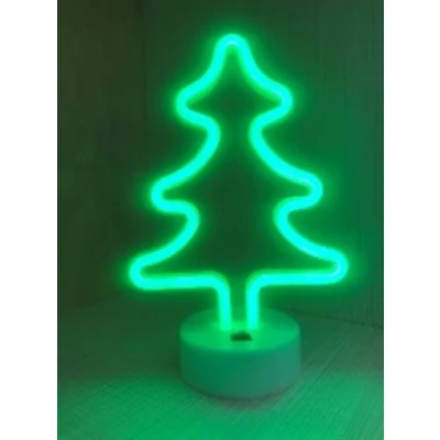 Afbeelding van LED Neon Tafellamp &quot;Kerstboom&quot;, Op Batterijen en USB, 18x10x27cm, Groen