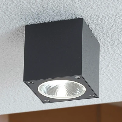 Afbeelding van Lucande LED plafondlamp 1licht aluminium H: 9.4 cm grafietgrijs Inclusief lichtbron