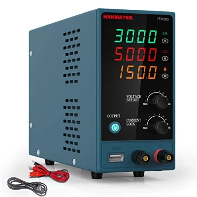Afbeelding van HANMATEK Laboratoriumvoeding 0 30V / 5A Instelbaar DC Met 4 Cijferig LED Display Gestabiliseerde Schakelende Voeding Ampèremeter Overbelasting en Kortsluitvast HM305