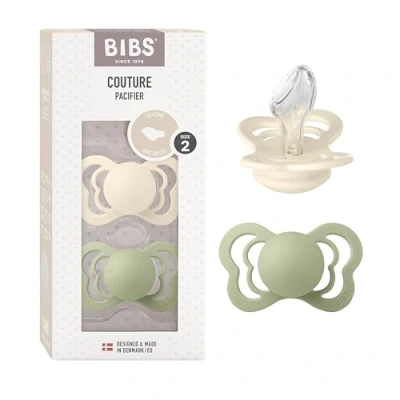 Afbeelding van BIBS® Fopspeen Couture Ivoor/Sage silicone vanaf 6 maanden, 2 stuks.