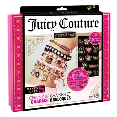 Afbeelding van Make It Real Juicy Couture Armbandjes maken met luxe bedels, kralen, fluwelen lint en gouden kettingen Knutselen voor meisjes