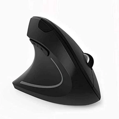 Afbeelding van Verticale draadloze ergonomische muis voor Linkshandigen. Windows, Mac OS, USB 2.4Ghz, 800/1200/1600 DPI, 5 Buttons zwart
