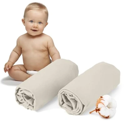 Afbeelding van Dreamzie Hoeslaken 40x80 cm voor kinderbed 100% OEKO TEX gecertificeerd jersey katoen, 150 g/m² Beige