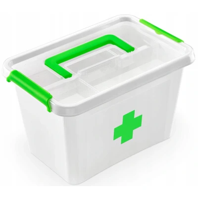 Afbeelding van Orplast 1127 Antibacteriële EHBO doos voor thuis 6,5 liter / met handgreep + inzetstuk 29x20x18cm