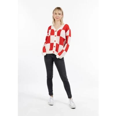 Afbeelding van MYMO Gebreid vest &#039;Blonda&#039; rood / wit