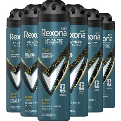 Afbeelding van Rexona Men Advanced Protection Anti Transpirant Deodorant Spray Sport Cool met Body Heat Activated Technologie 6 x 150 ml