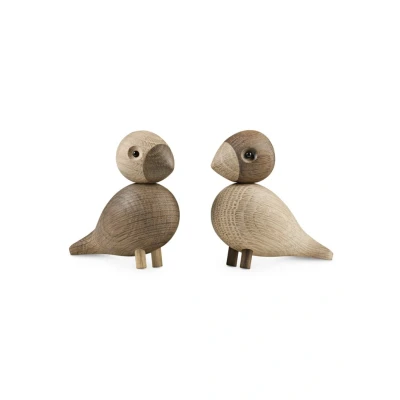 Afbeelding van Kay Bojesen Love birds ornament 9 cm set van 2 Bruin