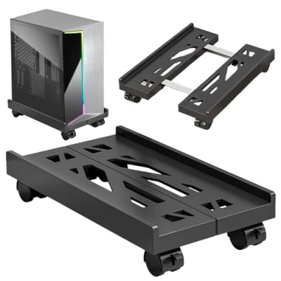 Afbeelding van SPORWAY CPU standaard pc standaard: computerhouder, universeel, instelbare met 4 wielen, onder bureau, computerstandaard, torenhouder, cart voor computerbehuizing, hoofdframe