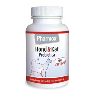 Afbeelding van Pharmox Hond &amp; Kat Probiotica Ondersteunt Darmflora Spijsvertering 100% Natuurlijk Hondensupplementen 60 capsules