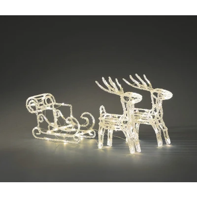 Afbeelding van Kerstfiguur rendieren met slee 18 x 70 42 cm Konstsmide (96 LEDs, Binnen/Buiten)
