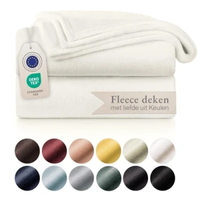 Afbeelding van Blumtal fleece deken hoogwaardige deken, zachte microvezeldeken als bankhoes, sprei, plaid of woonkamerdeken, 270 x 230 cm, Wit