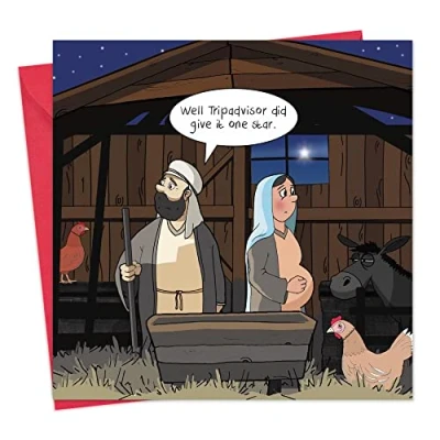 Afbeelding van Twizler Vrolijke kerstkaart met reisadviseur Grappige Womens Mannelijke Vrouwelijke