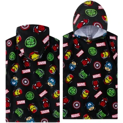 Afbeelding van Marvel badhanddoek met capuchon voor kinderen, absorberende zwembad, strandvakantie benodigdheden (Multi Avengers, 6 9 jaar)