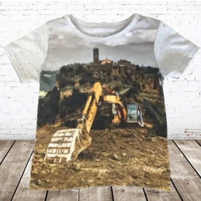 Afbeelding van jongens shirt met gele graafmachine s&amp;C 146/152 t shirts