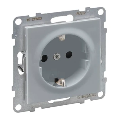 Afbeelding van Legrand, SEANO 765220 Geaard stopcontact met verhoogde contactbeveiliging, aansluitdoos, steekklemmen, 16 A, 250 V, kleur: gelakt aluminium