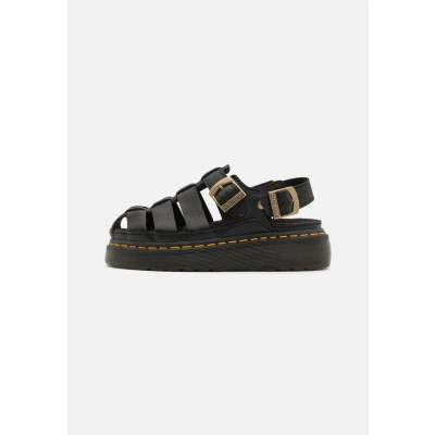 Afbeelding van Dr. Martens Wrenlie Sandalen met plateauzool, Dames, Maat: 37, Black grizzly Leer