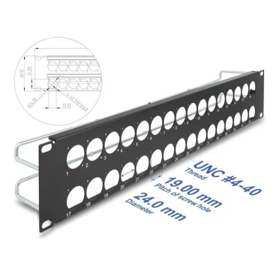 Afbeelding van Delock 19″ D Typ Patchpanel mit Entlastungsschienen 32 Port 2 HE sch