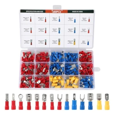 Afbeelding van Elektrische Krimpkabelschoenen 280 stuks kabelschoenen en kits Platte Ringkabelschoenen connectoren Kit