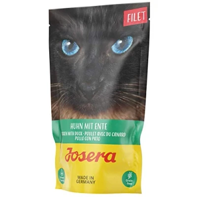 Afbeelding van JOSERA Filet Kip met eend (16 x 70 g) graanvrij kattenvoer filetstukjes super premium natvoer voor volwassen katten 16 stuks verpakking