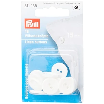 Afbeelding van Prym Linnen Plastic Wit (15 mm) knoppen 1 Stuk