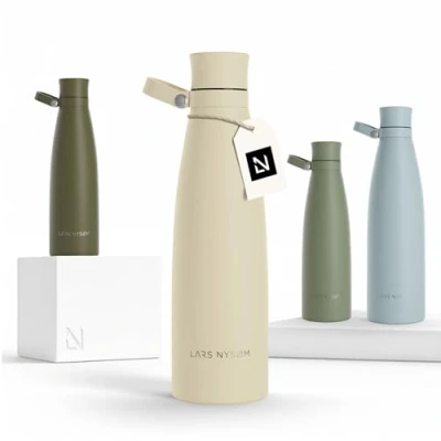 Afbeelding van LARS NYSØM &#039;Nåde&#039; Roestvrijstalen drinkfles 750ml BPA vrije geïsoleerde waterfles 0,75 Liter Buttercream