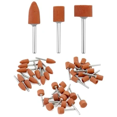 Afbeelding van QWORK® 42 delige korund slijpstiftset, slijpschijfkop, schachtmaat 1/8 inch, voor gebruik op edelstenen, glas, metaal en hout