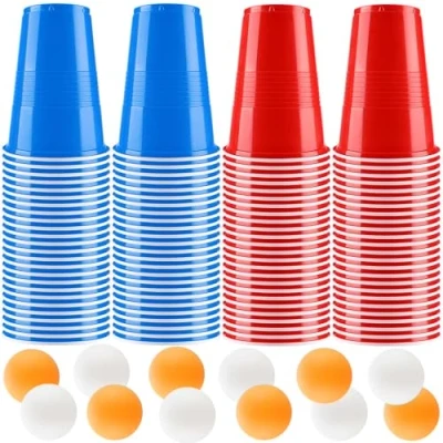 Afbeelding van Litimkat Bierpong bekerset, Beerpong partybekers, herbruikbare bekers, voor feestjes, drinkspellen, feest, verjaardag, festivals, bruiloft, camping (100 stuks)