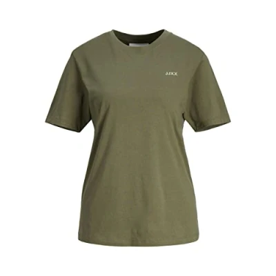 Afbeelding van JACK &amp; JONES Dames Jjxx Jxanna Ss Reg Every Small Logo Tee Noos T shirt, Vier leaf clover/print: loden Frost logo, XS