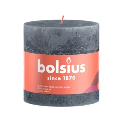 Afbeelding van Rustiek stompkaars shine 100 x mm Slate blue kaars Bolsius