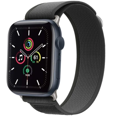 Afbeelding van Apple Watch bandje Nylon Zwart Geschikt voor Series1/2/3/4/5/6/7/8/9/10/SE (38/40/41 mm) Series 10 (42