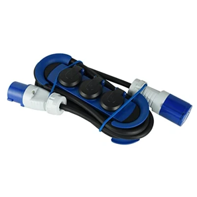 Afbeelding van Electraline 62574 professionele stekkerdoos/verlengstuk voor buitengebruik, CEE stekker, stopcontacten + 3 Schuko stopcontacten, m rubberen kabel H07RN F 3G2.5, geschikt op de camping